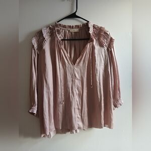 Ulla Johnson Blush Pink Blouse with Ruffle Details